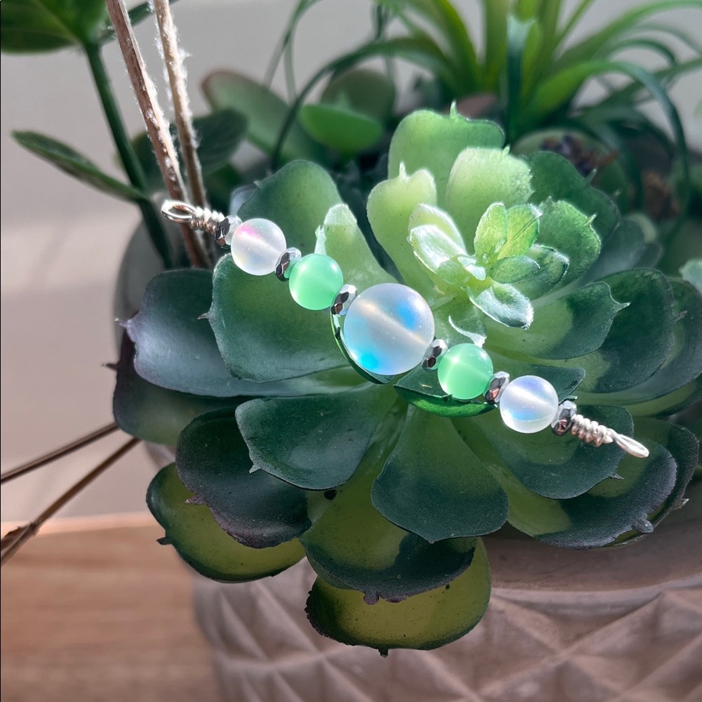 Mermaid Glass and Green Chalcedony Pendant